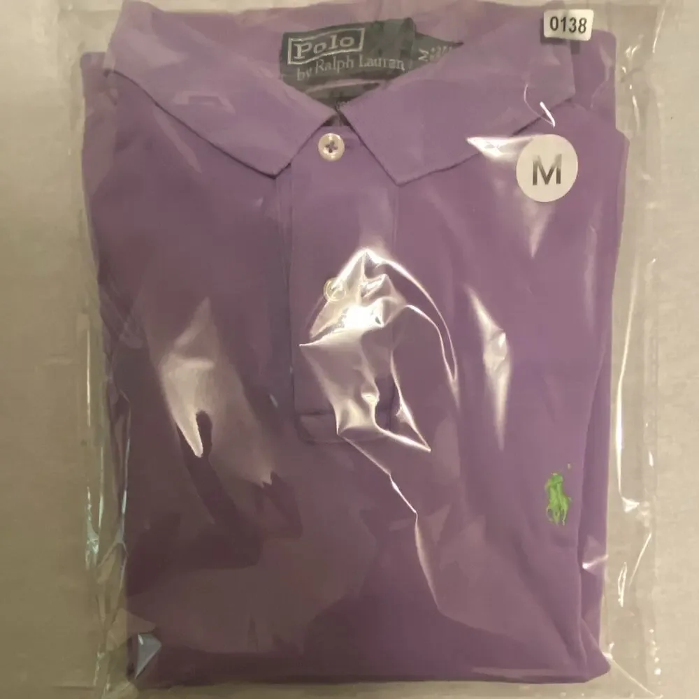 Polo by Ralph Lauren Purple Solid Knit Custom Fit Polo Shirt Men’s M Logo